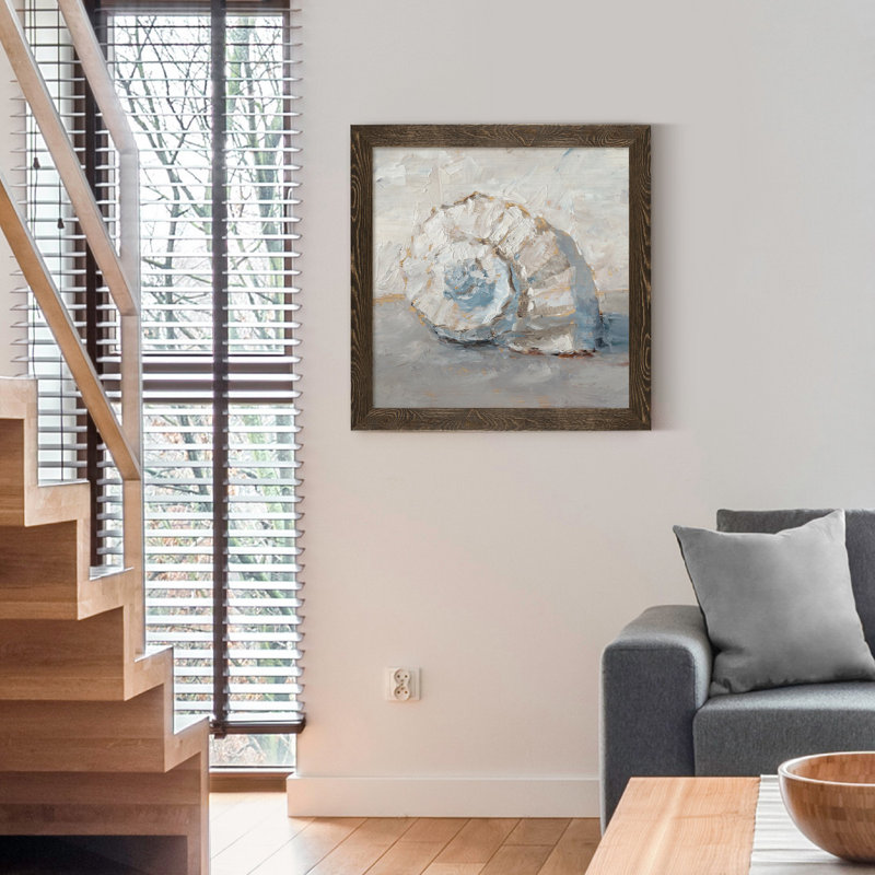 " Blue Shell Study III ", Walnut Framed Canvas, 31.5" H x 31.5" W x 1.5" D