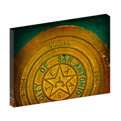 San Antonio Manhole Cover, San Antonio Texas - photographie sur toile tendue