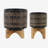 S/2 5/8" GLAZED PLANTER W/ STAND, BLACK