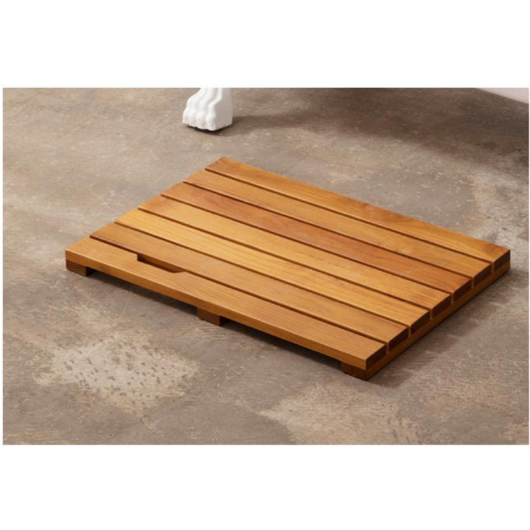 Mccollom Teak Rectangle Teak & Wood Reversible Shower Mat Highland Dunes