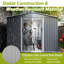 Remise extérieure en acier galvanisé de 8 pi x 6 pi avec portes verrouillables - utilisation toutes saisons pour le jardin, le patio, la cour, la pelouse, la circulation de l'air gris