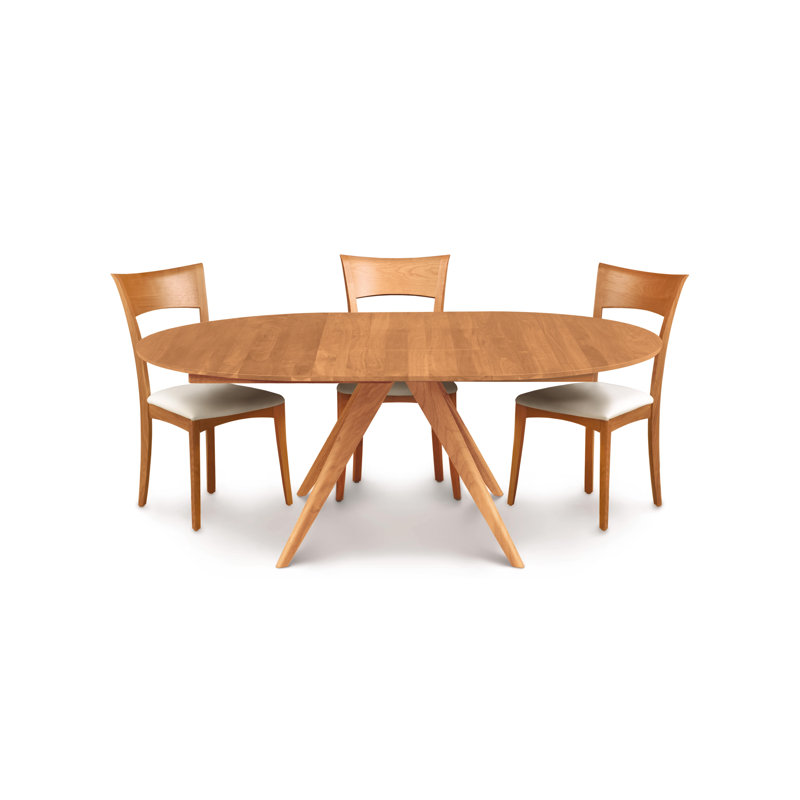 Ingrid Upholstered Dining Chair, Natural Cherry, White Leather