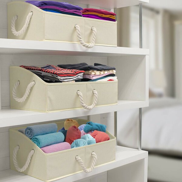 Closet Organizers with Handle Cotton and Linen Folding Storage Bins  Wardrobe Box Clothing bag household bedroom