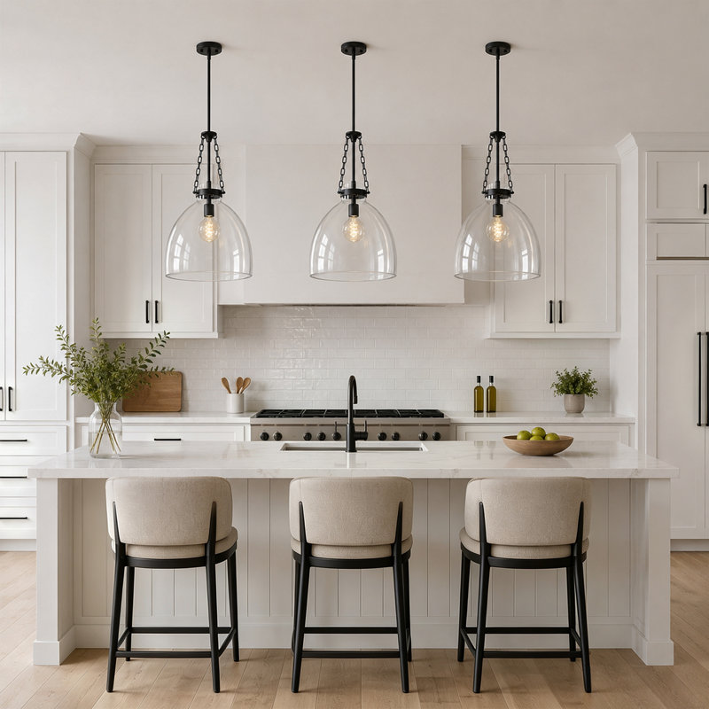 14in Modern 1 - Light Cone Glass Kitchen Pendant Light，E26 Socket