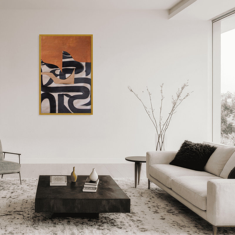 Gai: A Symphony Of Abstraction, 30" H x 24" W x 1.125" D, Black, Framed Matted Print