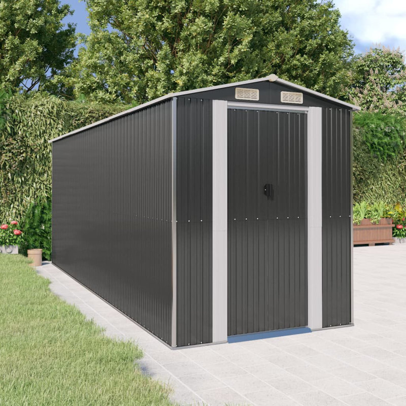 2Ft. 6in. W x 6 ft. 9.in D Galvanised Steel Steep Slope Garden Shed, Anthracite