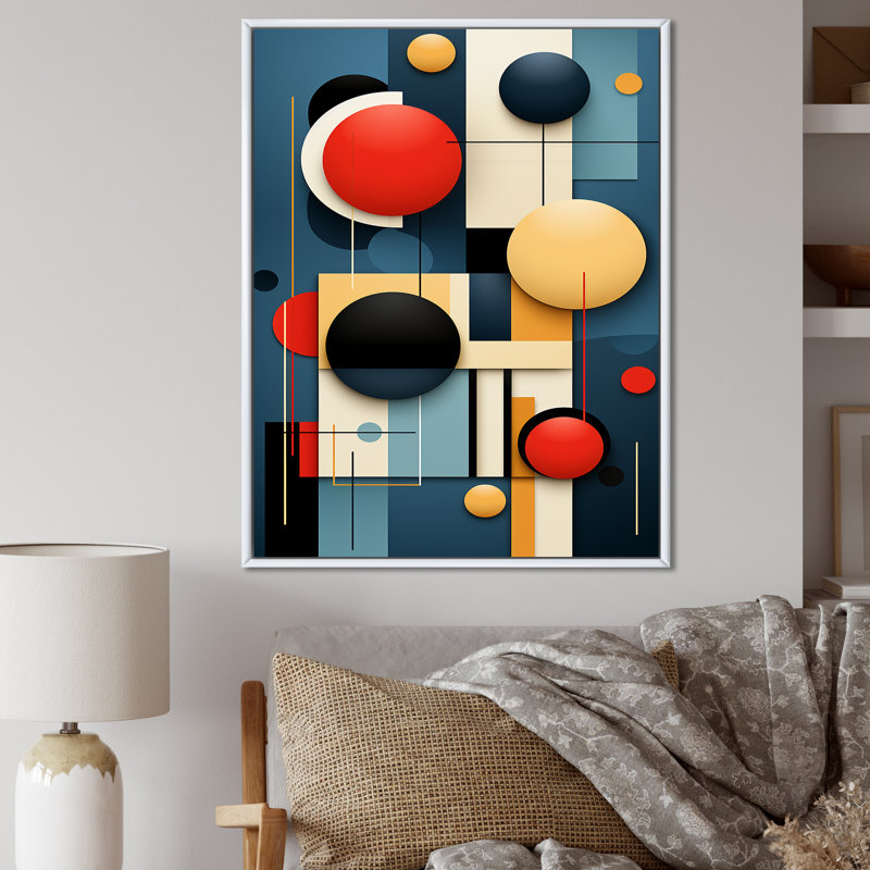 «Retro Bliss Abstract Circular Geometrics I», reproductions d'art mural géométrique moderne, H 44 po x l 34 po x P 1,5 po