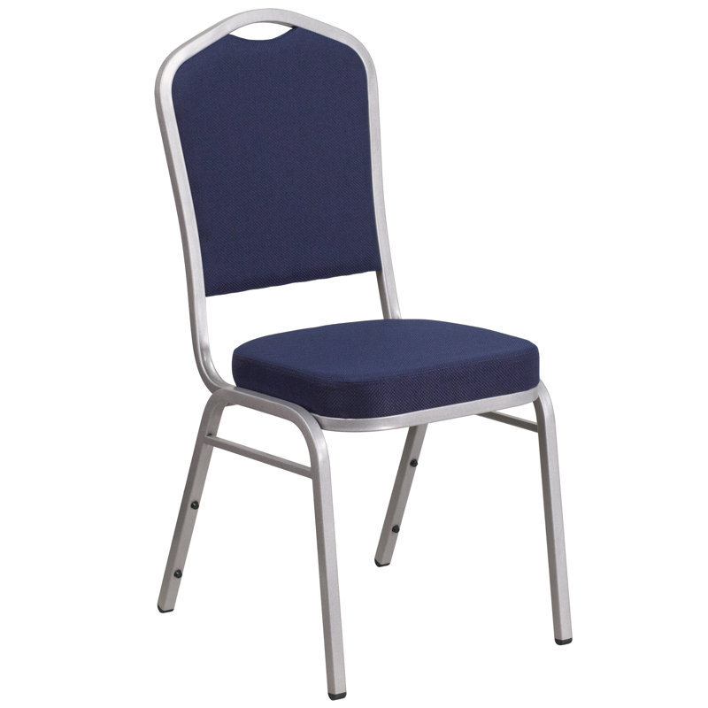 Chaise de banquet empilable Aurelia, Argent, Bleu marine