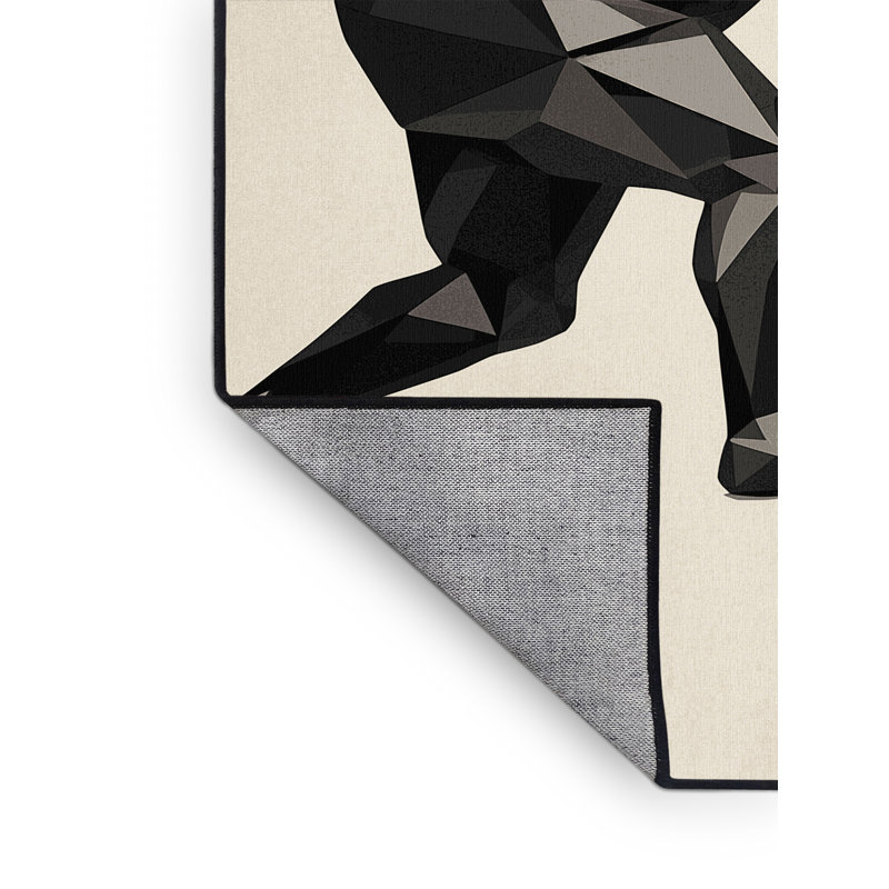 Machine Washable Aust Sumo Wrestlers Modern Geometric Rug in Beige – Black Binding, 2x3