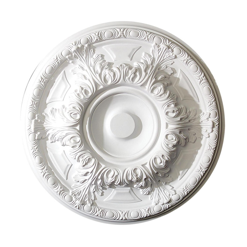 19 in x 1-5/8 in Leaf and Running Bead Polyurethane Ceiling Medallion