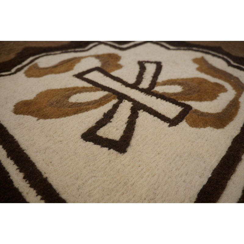 Brown Room Size Horse Pattern Antique Chinese Wool Animal Rug