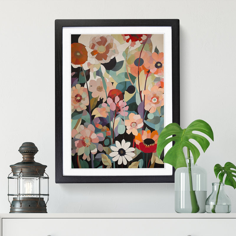 Modern Flowers Orphism Vol.3 - Picture Frame Print, Walnut, 64cm H x 46cm W x 2cm D
