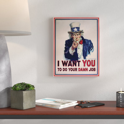« oncle sam humour », impression sur toile tendue