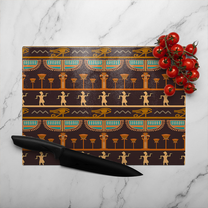 Hieroglyphs Glass Chopping Board