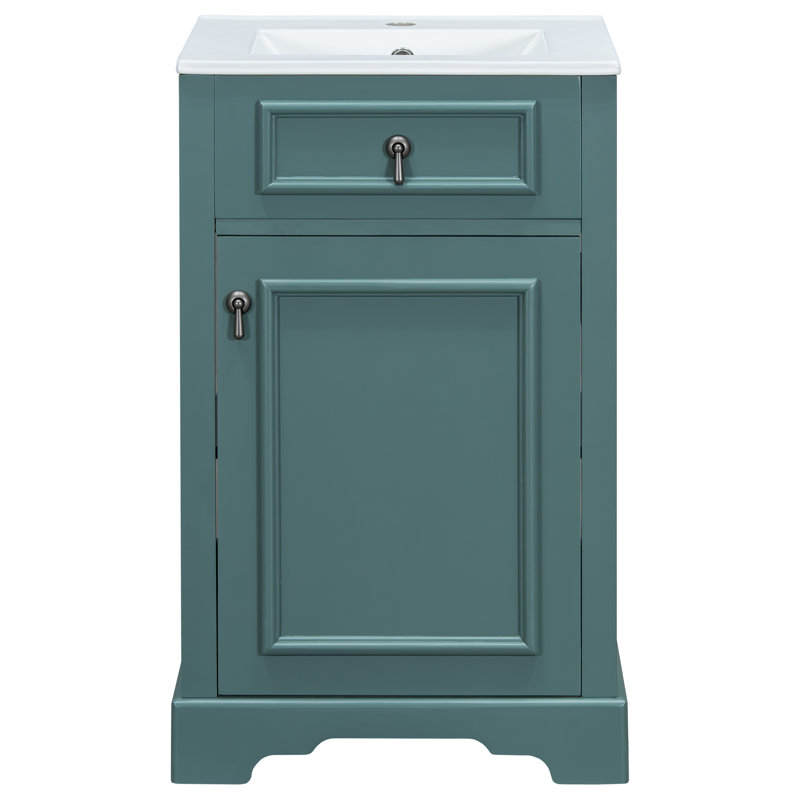 Meuble-lavabo 20 po avec comptoir en céramique, Vert