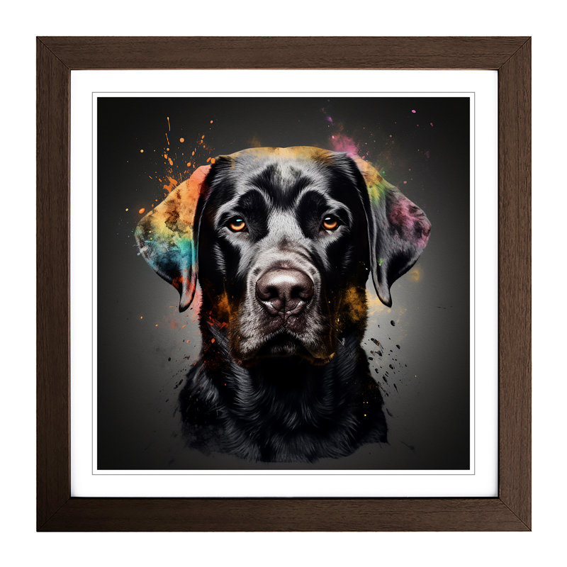 Labrador Retriever Conceptual Art No.1 - Single Picture Frame Print on Wood, Walnut