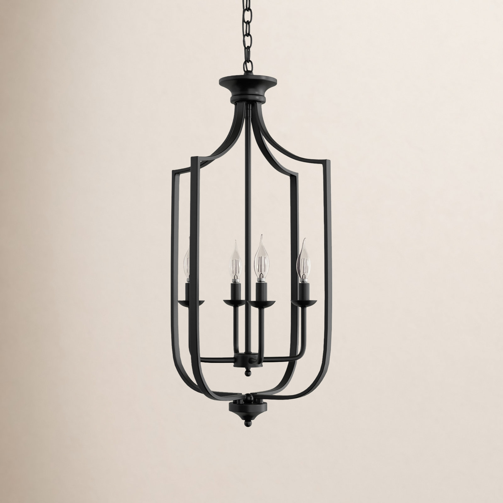 Baril 4 - Light Lantern Empire Chandelier, Matte Black, Large