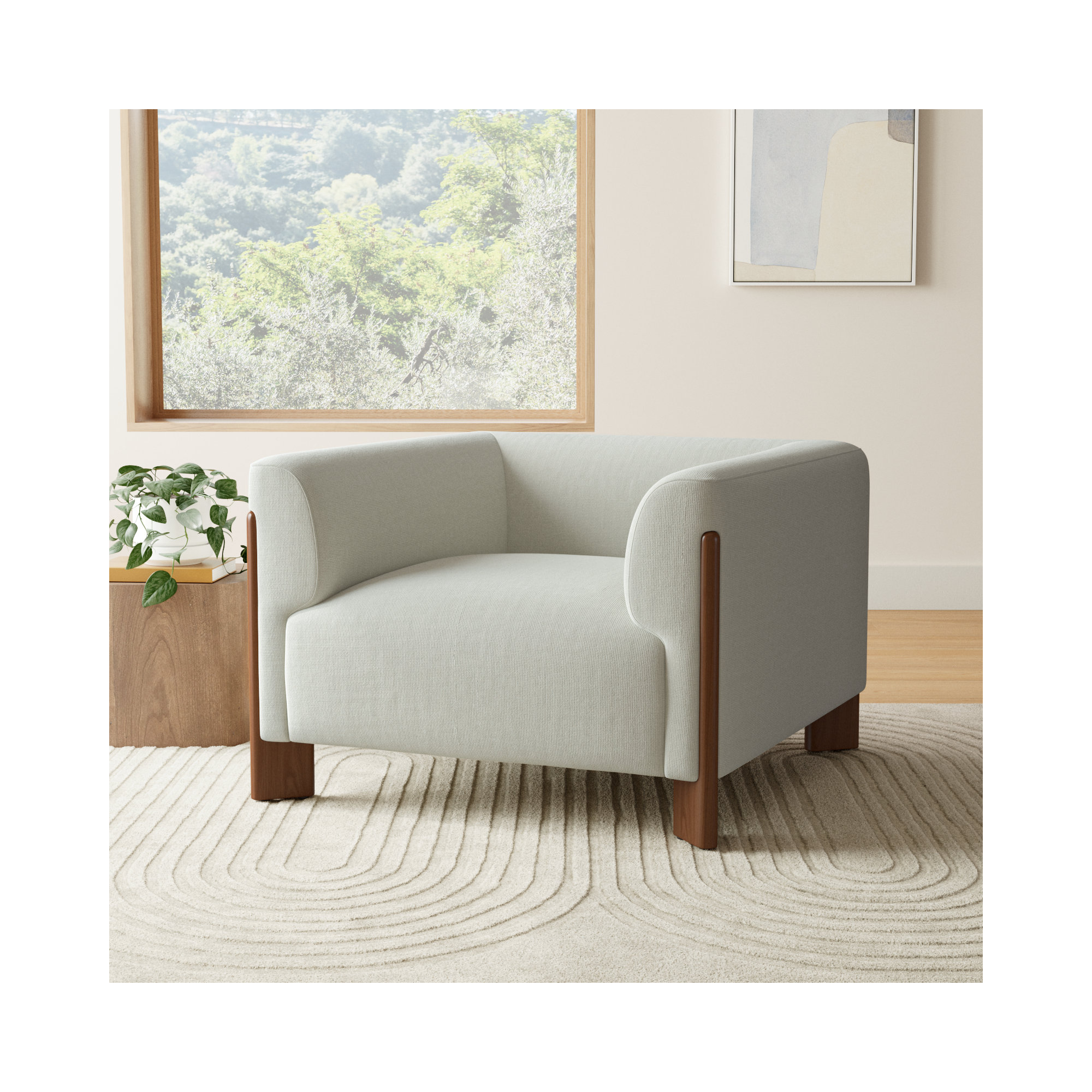 Wanetta Upholstered Armchair, Cream Performance