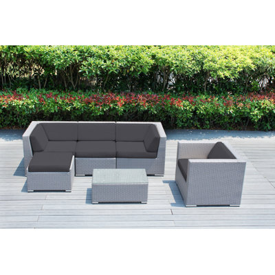 Lumini Wicker 5 - Person Seating Group with Cushions - No Assembly