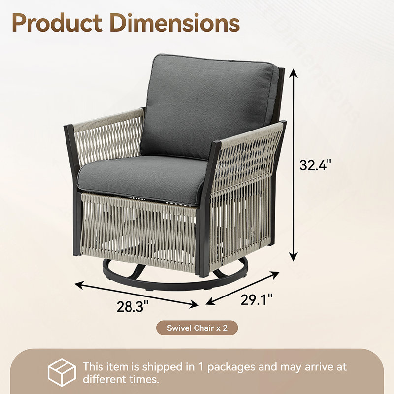 Outdoor Swivel Rocker Patio Chairs Set Of 2, Wicker Furniture Swivel Patio Chairs Ideal For Porch, Poolside, Deck, And Yard In Gray