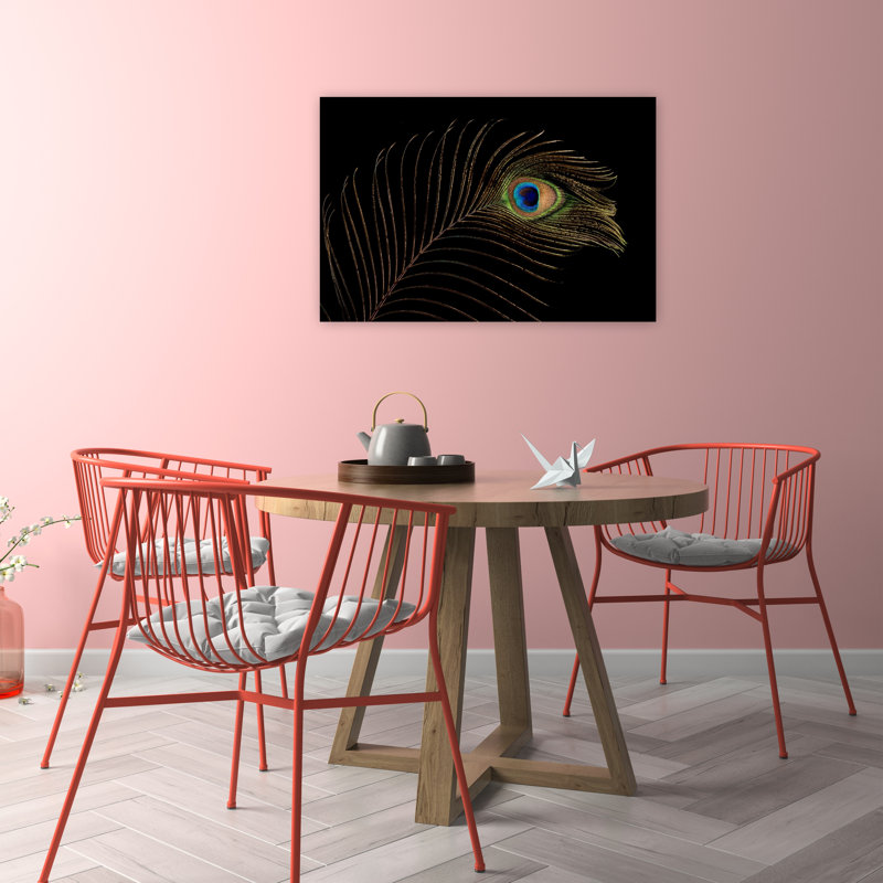 Peacock Eye Feather Colorful Elegant Vibrant Bird Nature Wildlife Wall Art Print 1 Piece Wrapped Canvas Wall Art