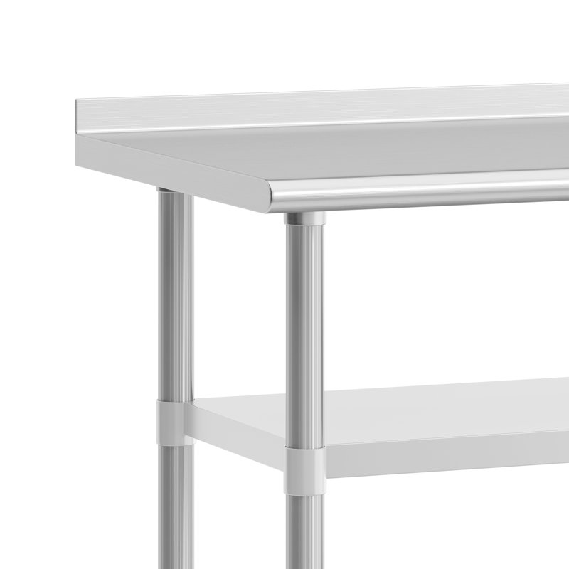 Woodford NSF Stainless Steel 18 Gauge Work Table - Backsplash and 2 Shelves, 36" H x 60" W x 24" D