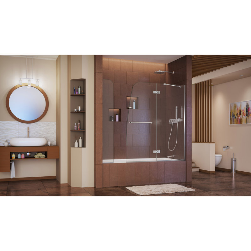 Aqua Ultra 57" W x 58" H Hinged Tub Door, Chrome