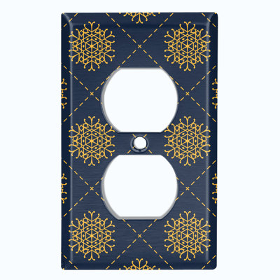 Metal Light Switch Plate Outlet Cover (Christmas Navy Yellow Crest - Single Toggle)