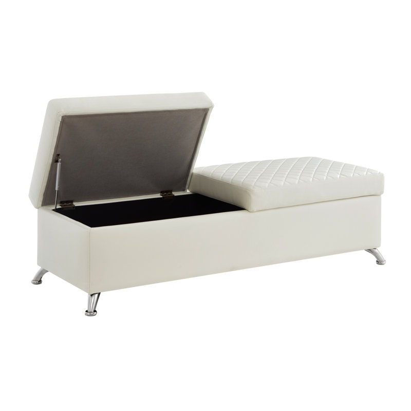 Banc de lit moderne avec rangement pour chambre à coucher, Blanc
