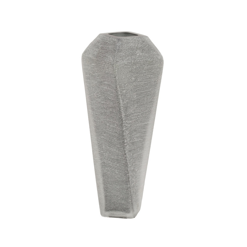 Vase de table en verre, H 16 po x l 16 po x P 16 po, Gris