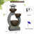 Solar-Powered Japanese Lantern 3-Tier Cascading Water Fountain with LED Lights, 35.2" Tall Resin Outdoor Water Feature for Garden Patio Zen Decor