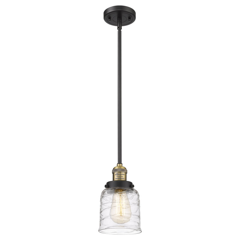 Luminaire suspendu en forme de cloche à 1 lumière Hardison, Laiton antique noir