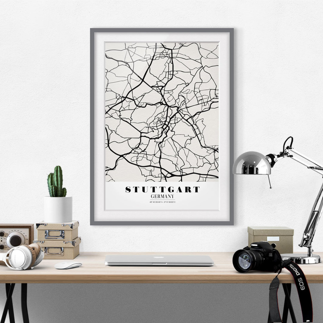 Gerahmtes Poster Stuttgart Map