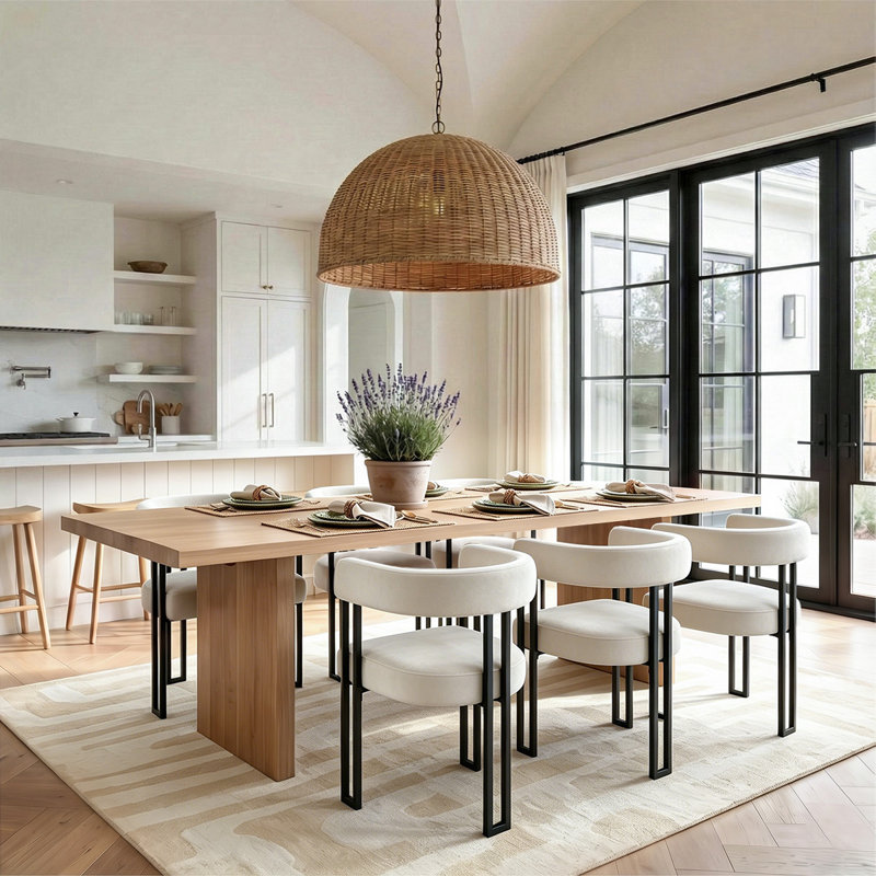 Ensemble de 6 fauteuils de salle à manger rembourrés en velours de 18 po (ensemble de 6), Beige