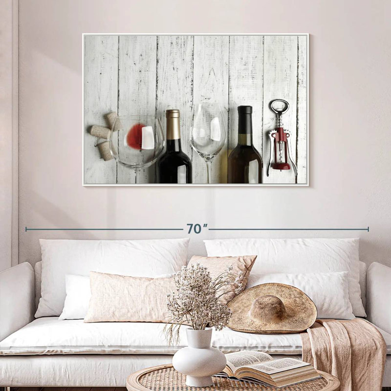 Dégustation de vin, Cadre flottant blanc, 46 po x 31 po