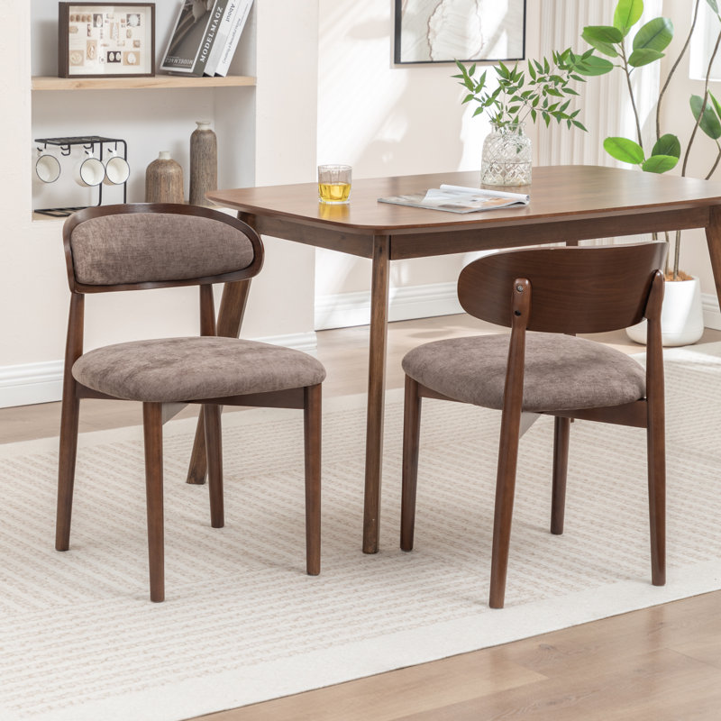 Chaise d'appoint rembourrée en bois massif, Brun
