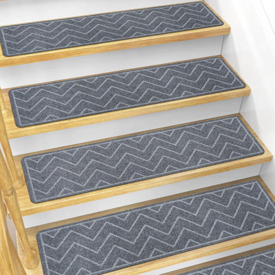 Stair Treads For Wooden Steps, 15 Pack 8"X30" Non-Slip Indoor Carpet Stair Treads With Reusable Polyester TPE Backing