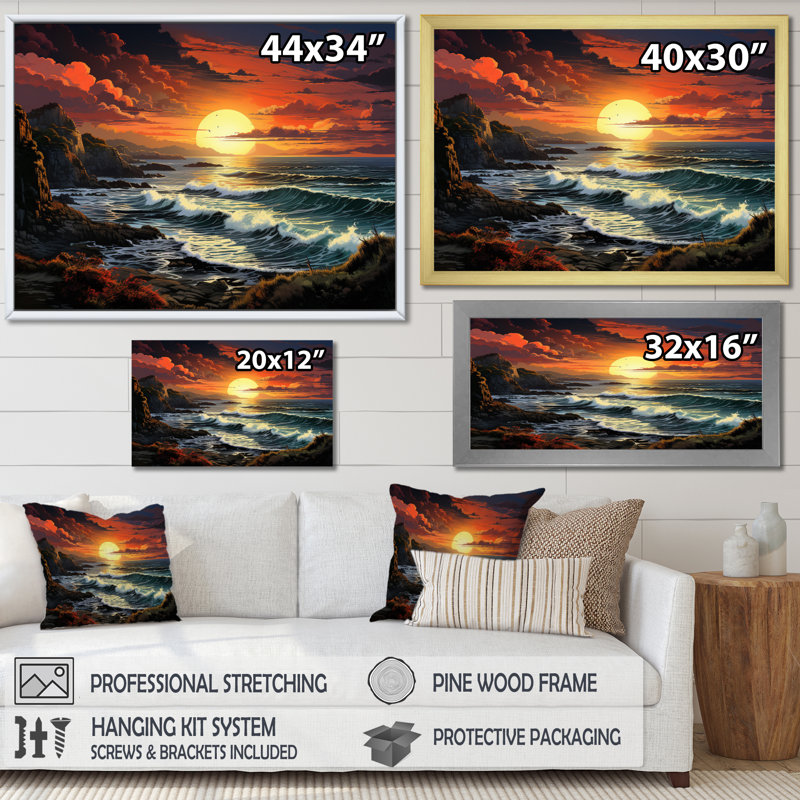 Irlande coucher de soleil sur le Connemara II, Toile tendue, H 24 po x l 32 po x P 1 po