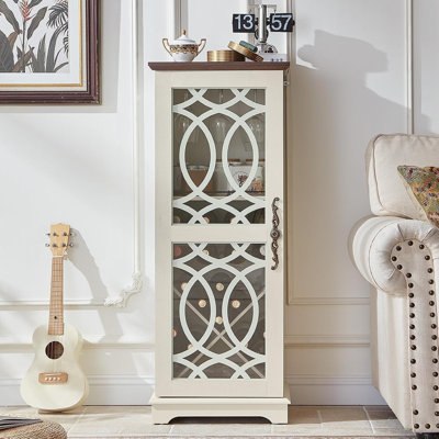 Meuble-bar à vin en bois avec portes vitrées