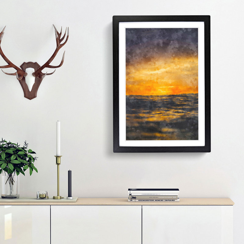 Ocean Of Clouds Abstract - Single Picture Frame Painting on MDF, 45cm H x 33cm W x 2cm D, Black Framed