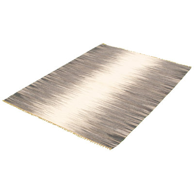 Tapis gris en laine à tissage plat abstrait Allex 5 pi 6 po x 7 pi 9 po