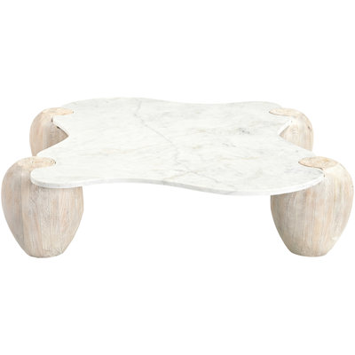 Liona Danise Marble And Acacia Wood Coffee Table
