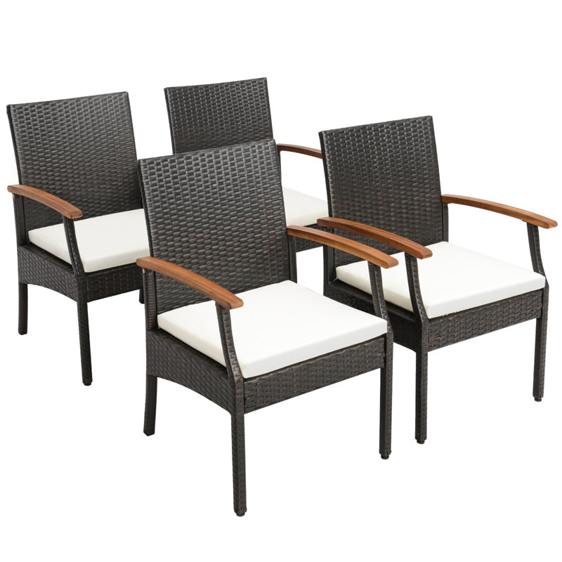 Hinnar Premium All-Weather Wicker Outdoor Dining Armchair with Cushion
