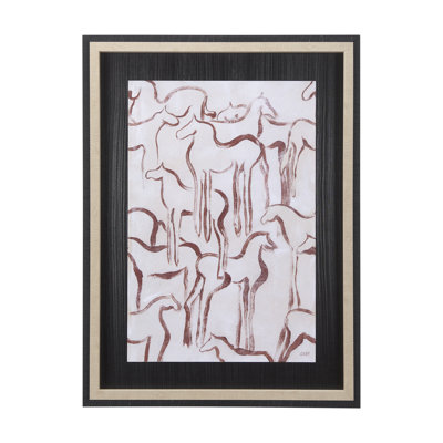 Horse Herd III a Hand Embelished Textured Framed Art Print