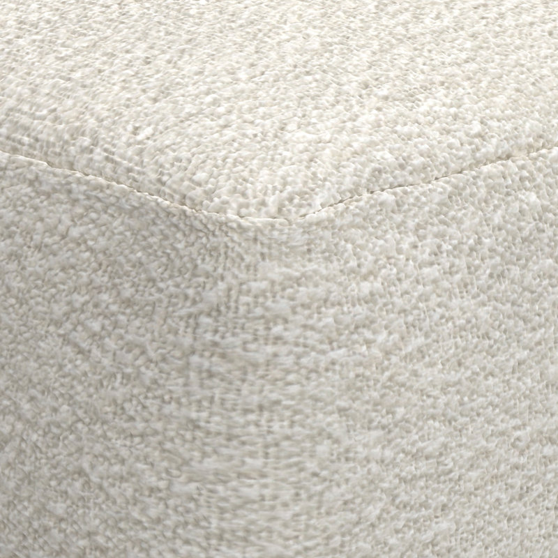 Ivory Boucle Square Pouf with Polystyrene Filling