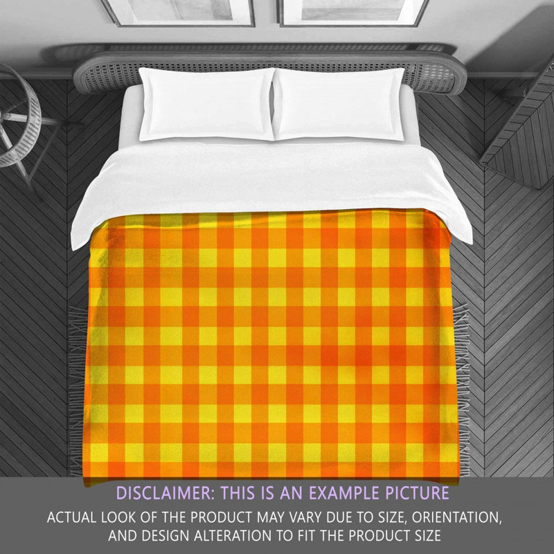 Gingham Comforter, Orange/Yellow, King Comforter