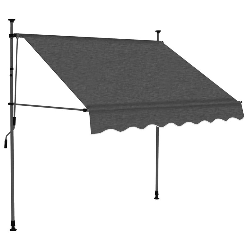 Dakota Fields 150cm W x 120cm D Polyester Cover Retractable Window Awning, Anthracite