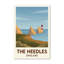 The Needles, England - Romantic Coastal Travel Poster of Isle of Wight Chalk Stacks and Lighthouse. Giclee Print on Wrapped Canvas. Wall Art, Home Decor - Natural Landmarks, England 1 Piece Wrapped Canvas Wall Art-746895687