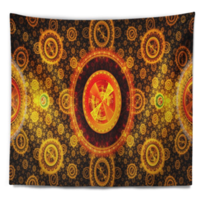 Tapisserie d’art abstract golden psychédélique relaxing, H 32 po x l 39 po