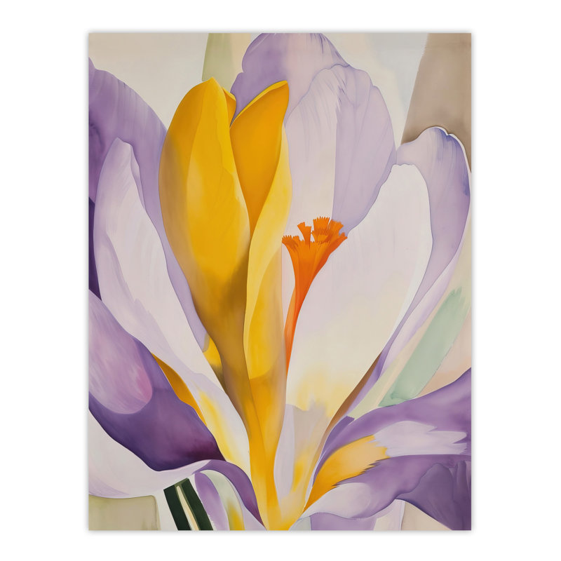 Crocus Flower Abstract Watercolour Lilac Wall Art Print